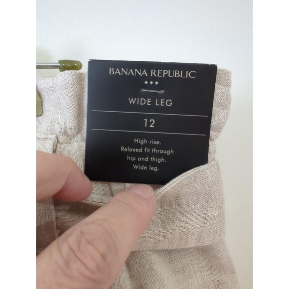 NWT Banana Republic Sz 12 Wide Leg Pleated Linen Blend Paperbag High Rise Pants - Picture 9 of 15